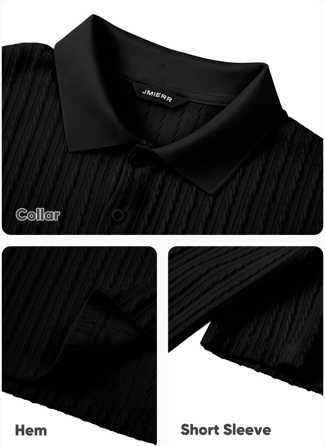 JMIERR Men's Textured Polo Shirt Short Sleeve - Image 9