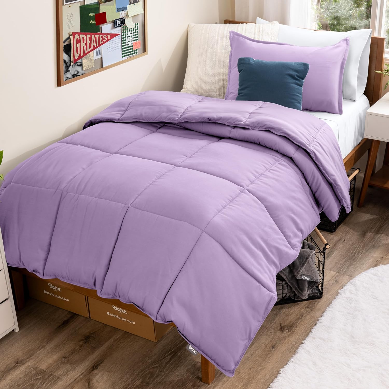 Bare Home Comforter Set - Extra Long Size - Ultra-Soft - Goose Down Alternative - Premium 1800 Series - All Season Warmth (Twin/Twin XL, Lavender)