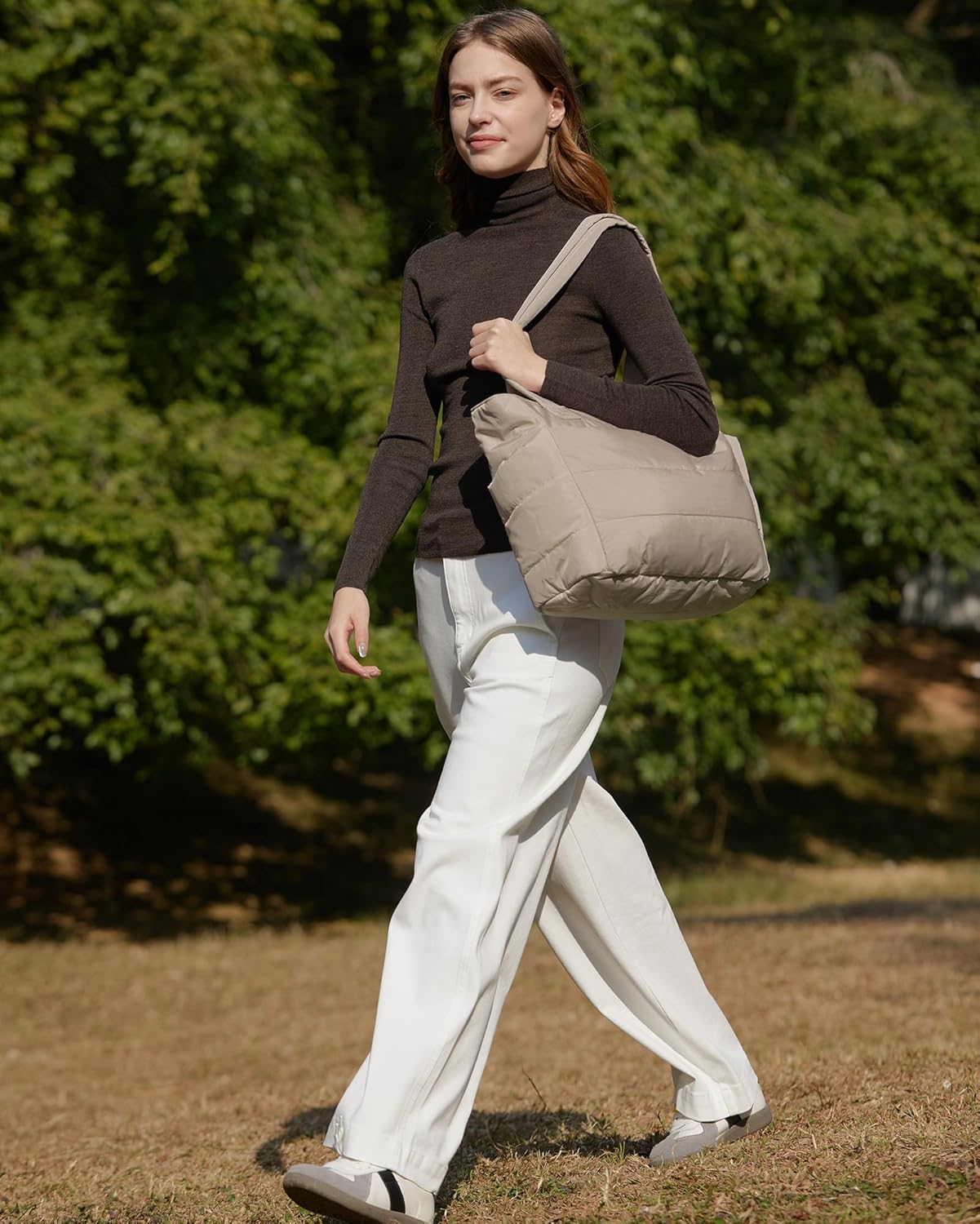 BAGSMART Puffy Tote Bag for Women, Lightweight Work Tote Handbag - Image 2
