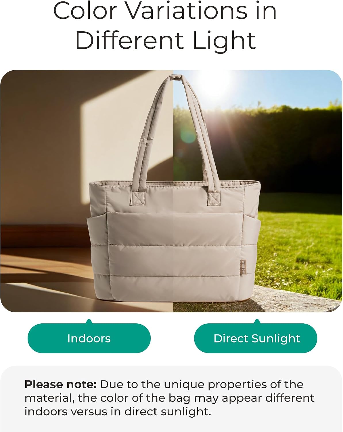 BAGSMART Puffy Tote Bag for Women, Lightweight Work Tote Handbag - Image 4