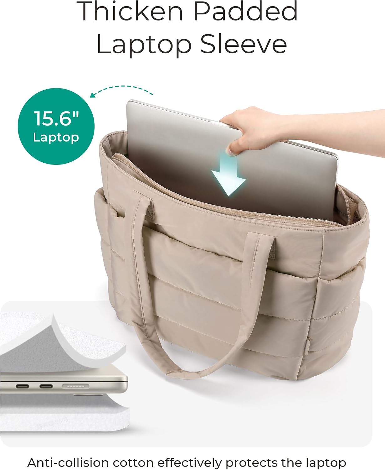 BAGSMART Puffy Tote Bag for Women, Lightweight Work Tote Handbag - Image 5