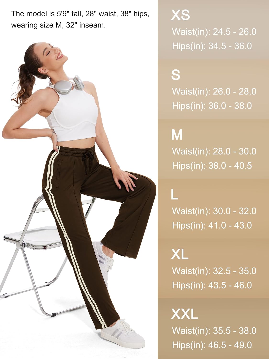 Tapata Women's 26/28/30/32/34/36 Inseam Track