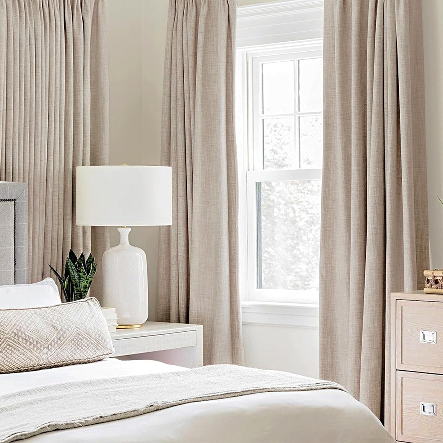MIULEE 100% Blackout Linen Curtains