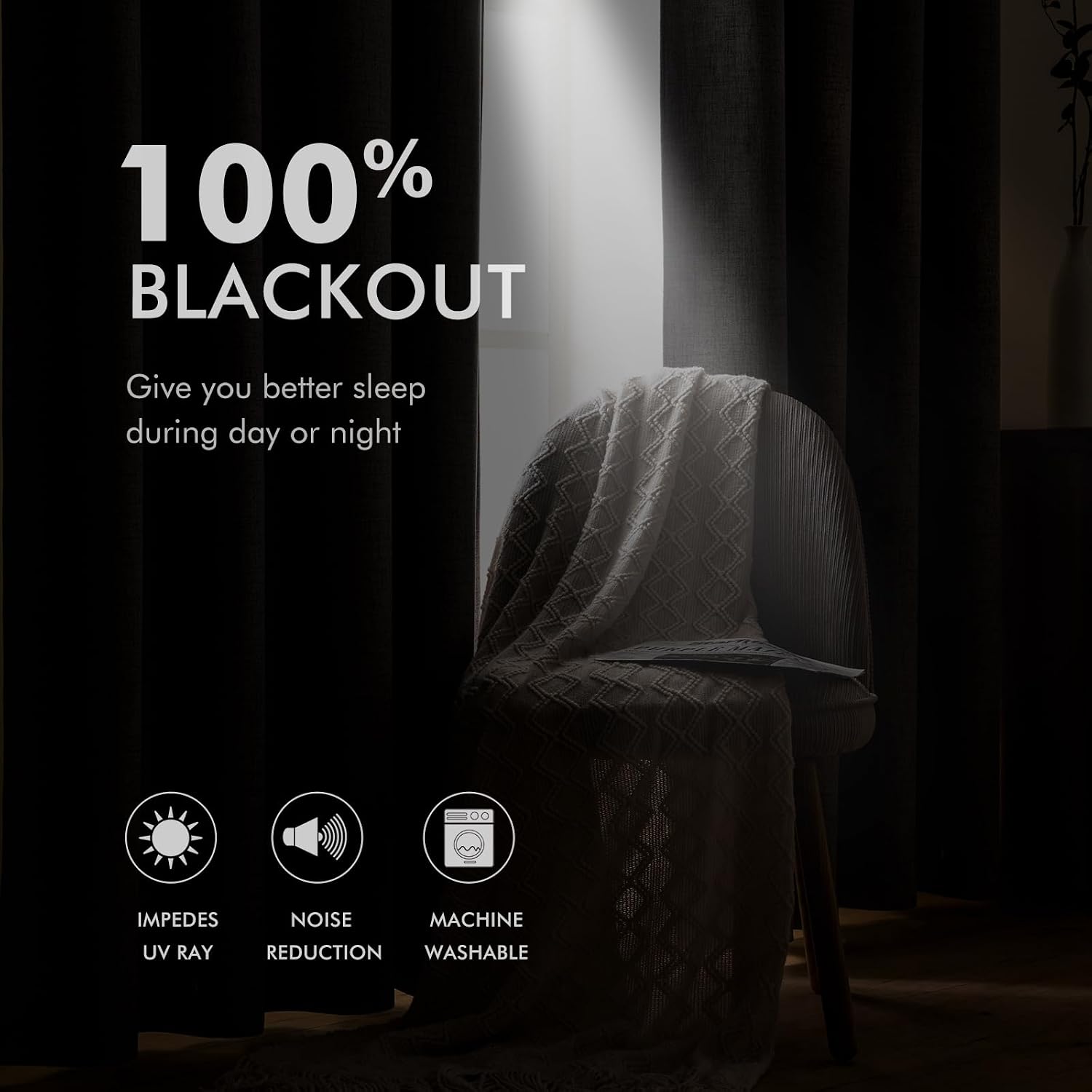 MIULEE 100% Blackout Linen Curtains