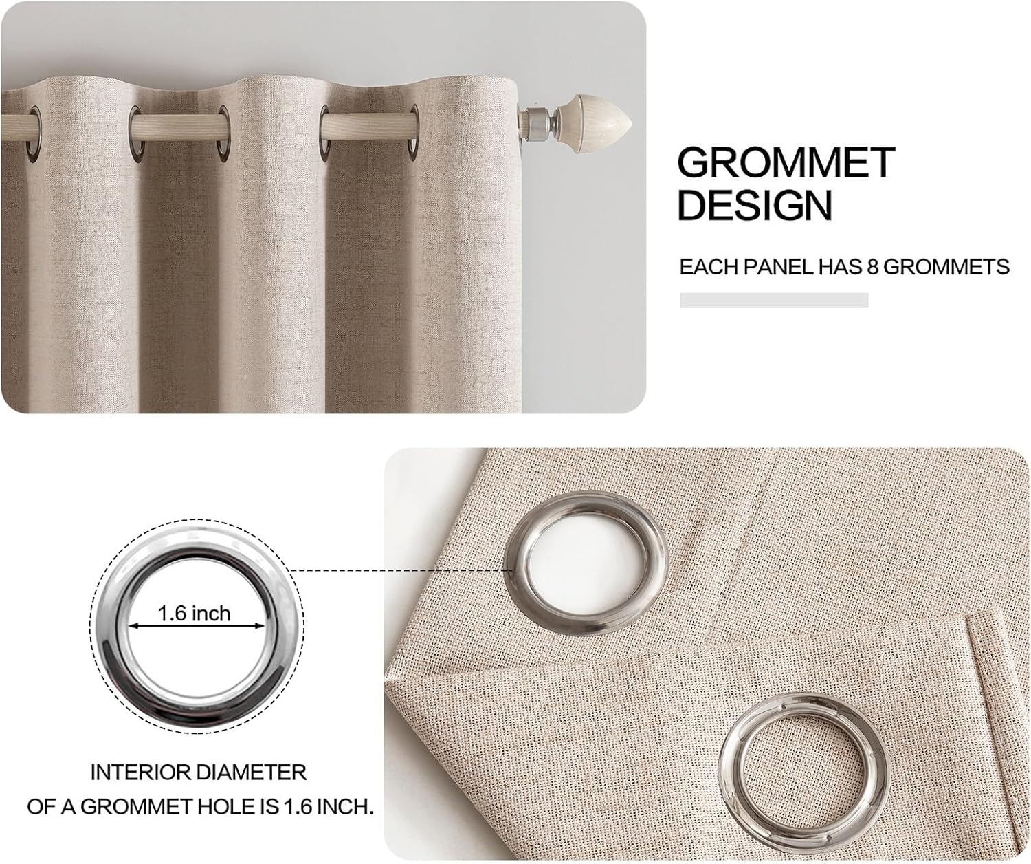 MIULEE 100% Blackout Linen Curtains