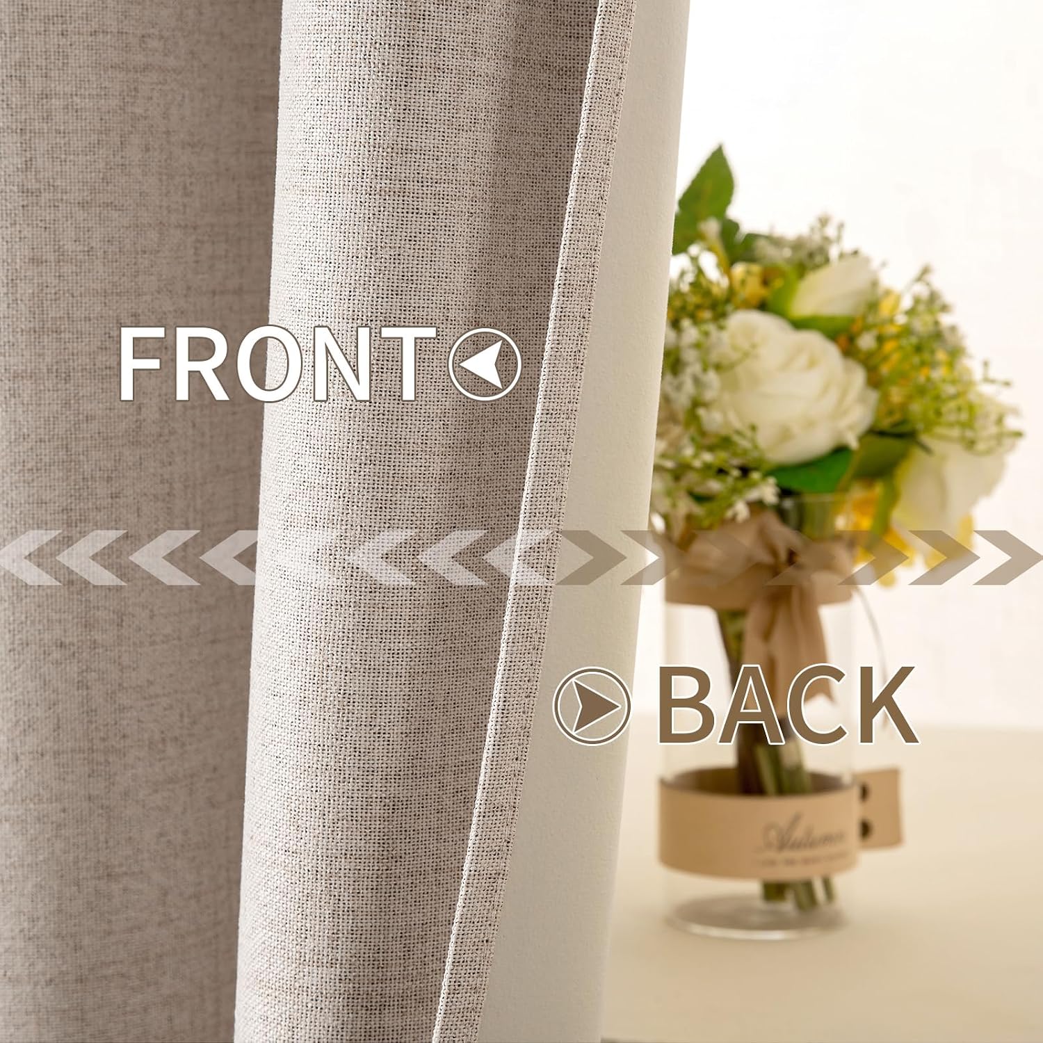 MIULEE 100% Blackout Linen Curtains