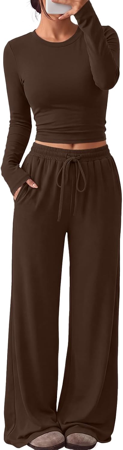Trendy Queen Women's 2 Piece 2026 Fall Fashion Lounge Set with Pockets