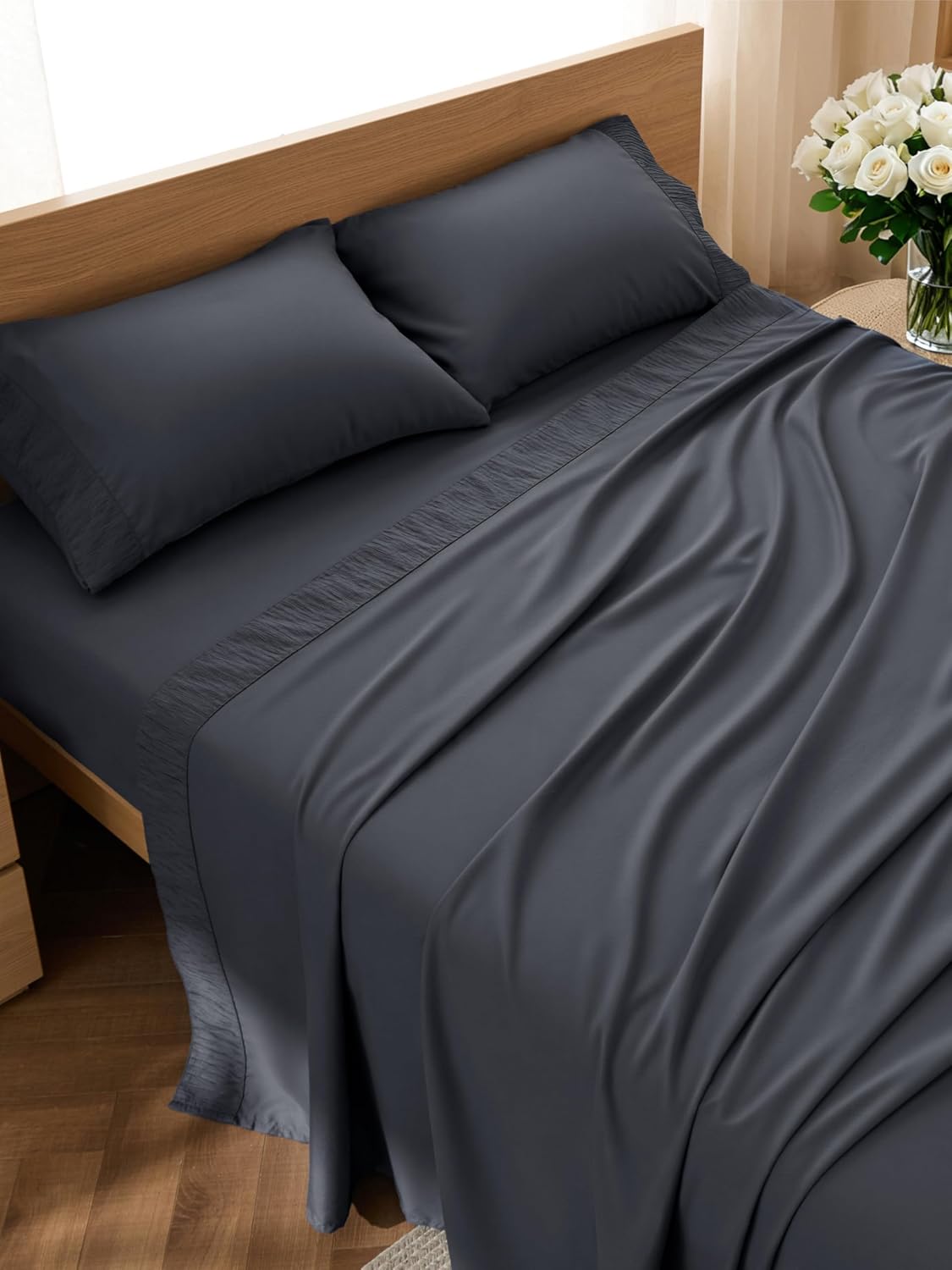 Bedsure Full Size Sheets - 4 Pieces Soft, Breathable, Cooling Bed Sheets
