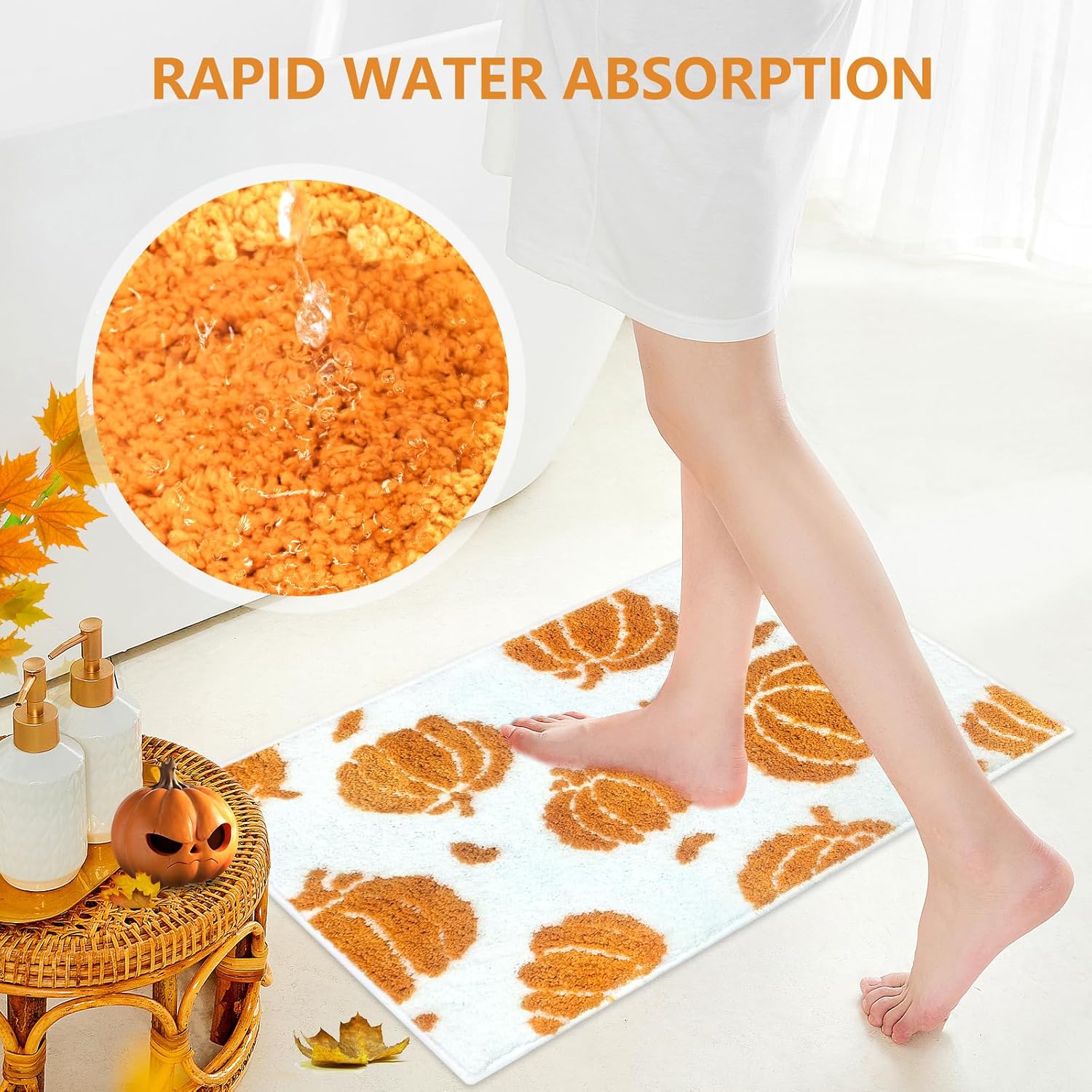 APROPHIC Fall Pumpkin Bath Mats
