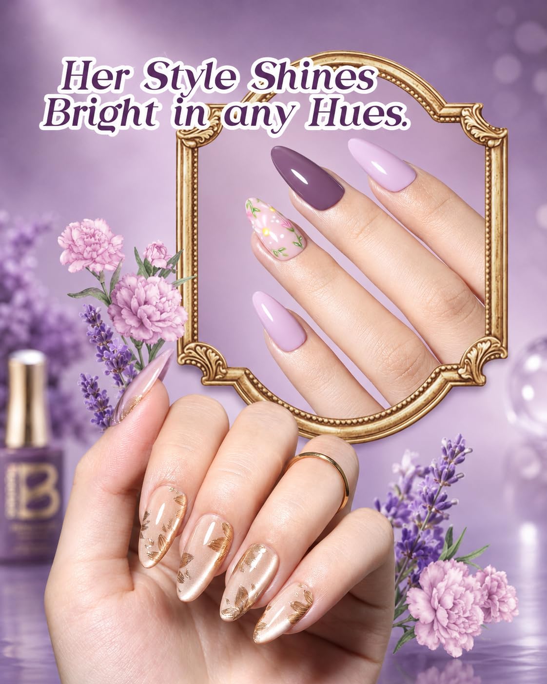 Beetles Purple Gel Nail Polish Set, 5 Colors Cat Eye Gel Gift Set - Image 2