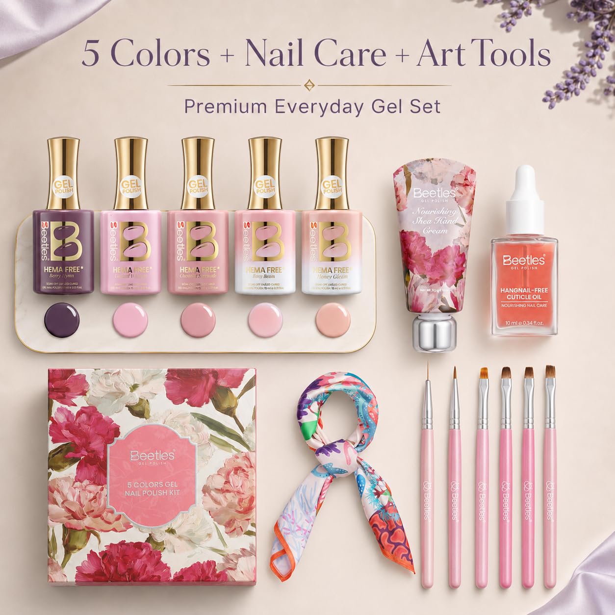 Beetles Purple Gel Nail Polish Set, 5 Colors Cat Eye Gel Gift Set - Image 5