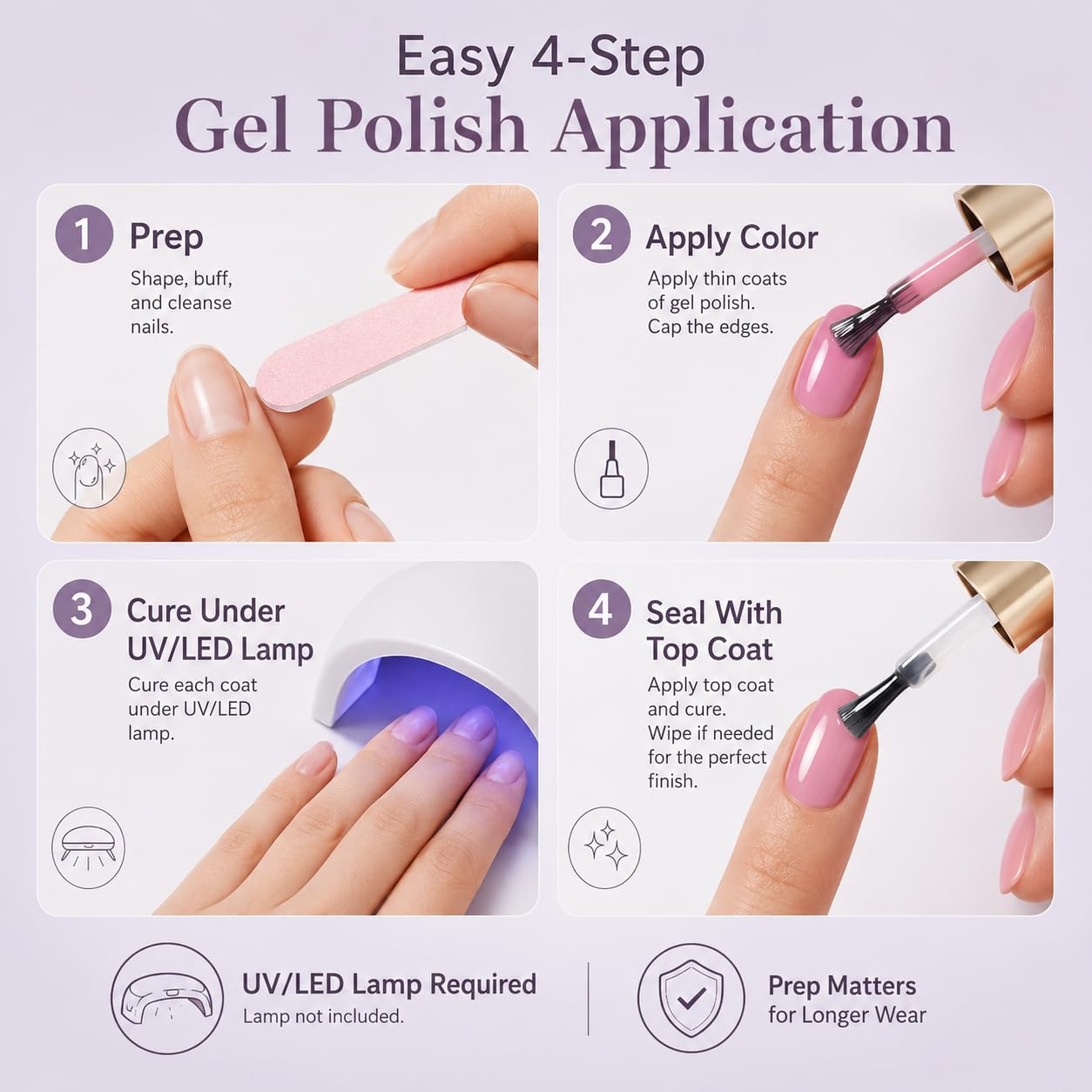 Beetles Purple Gel Nail Polish Set, 5 Colors Cat Eye Gel Gift Set - Image 6