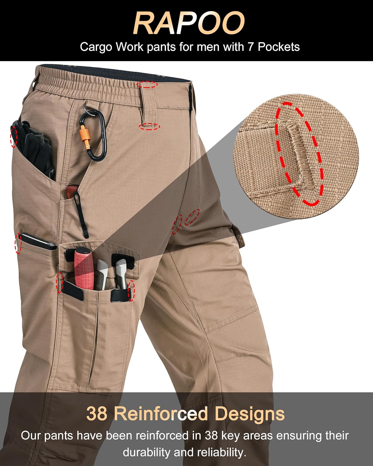 Mens Cargo Pants Ripstop Breathable