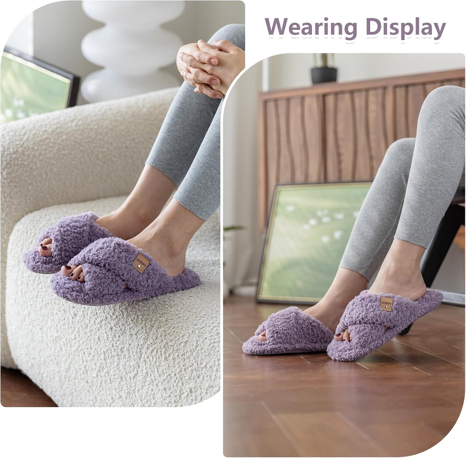 GOEWY Fuzzy Open Toe Slippers