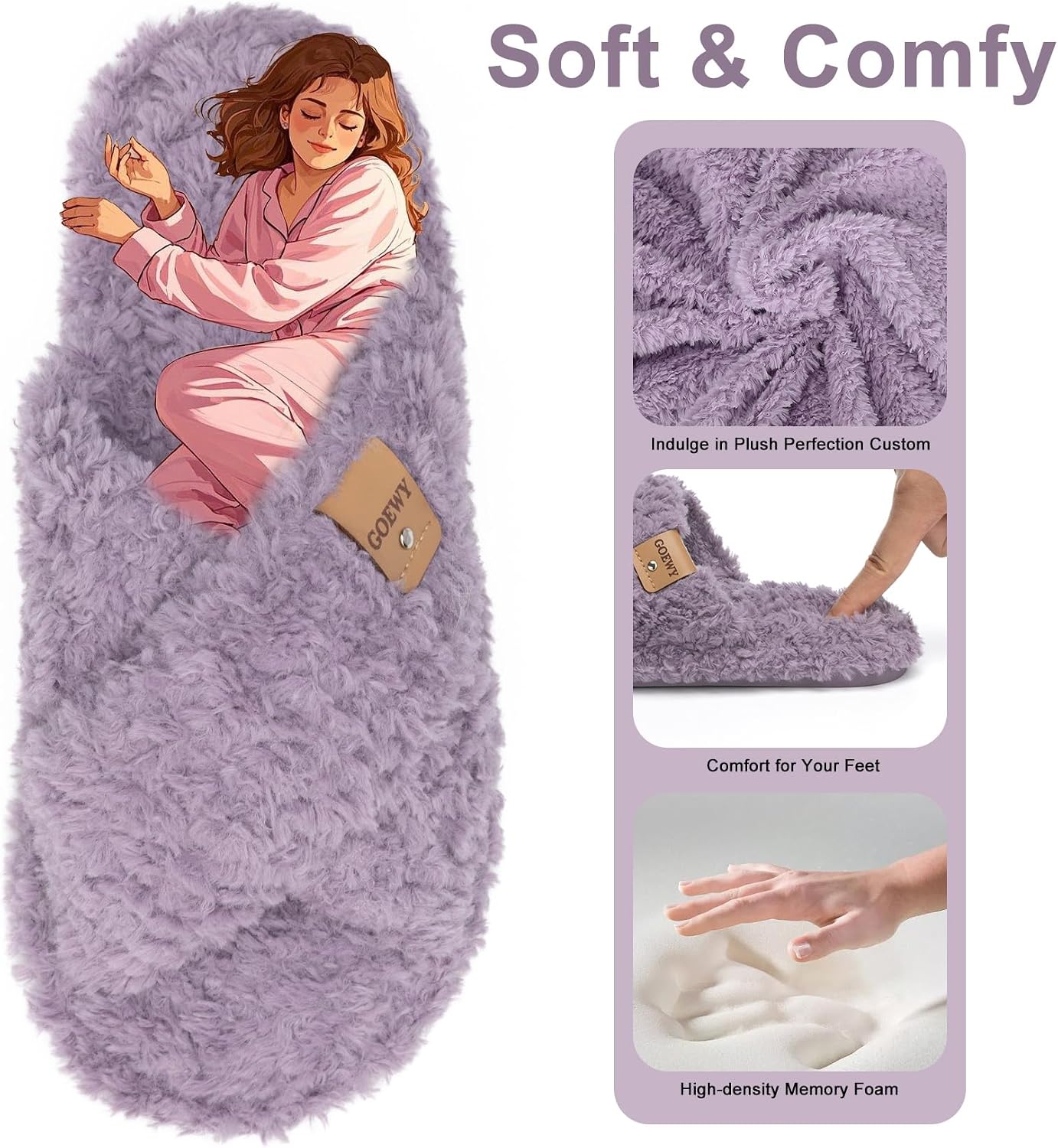 GOEWY Fuzzy Open Toe Slippers