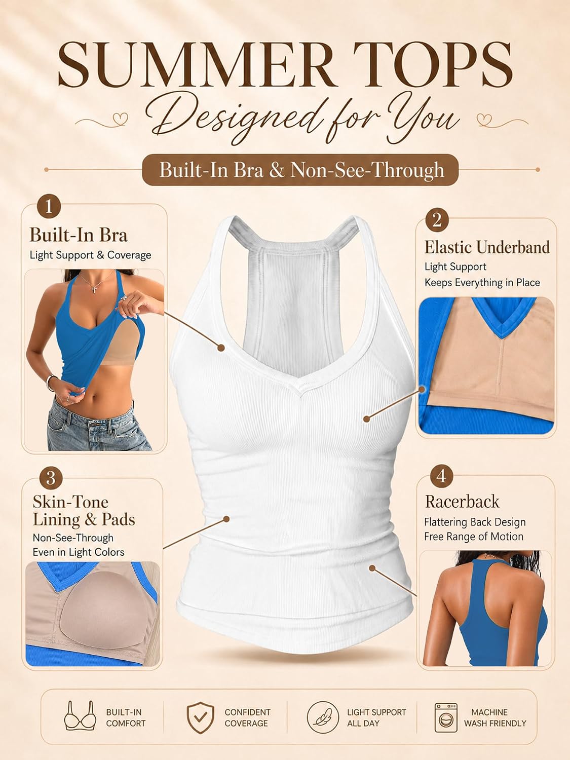 Danysu V Neck Cotton Tank