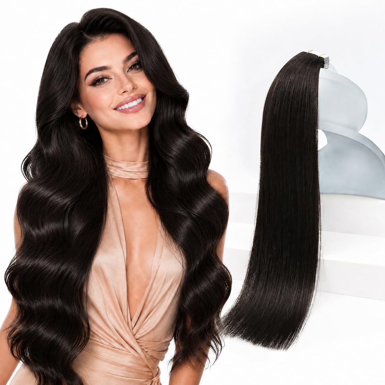 Sunny Hair Tape in Hair Extensions Darkest Brown,Skin Wefts