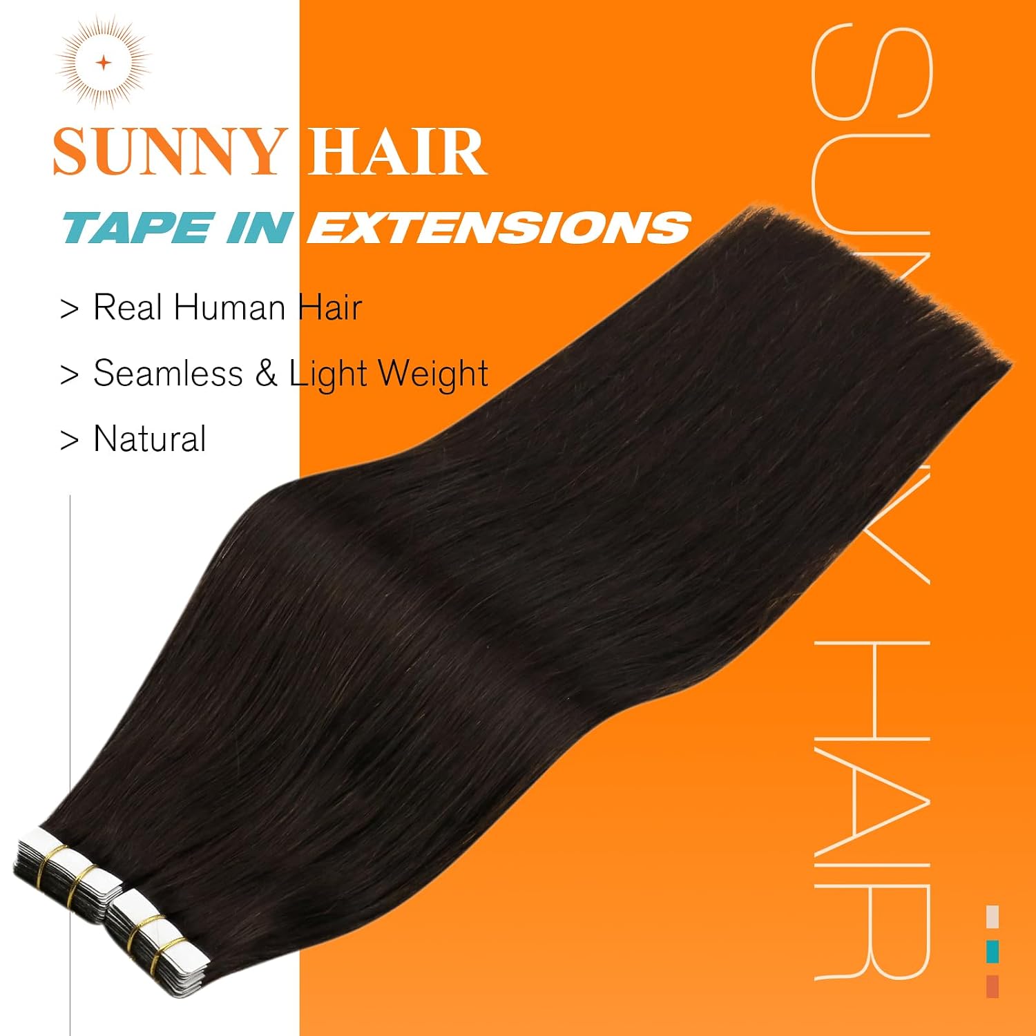 Sunny Hair Tape in Hair Extensions Darkest Brown,Skin Wefts - Image 2