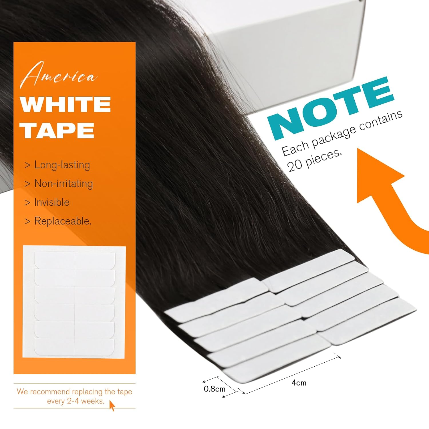 Sunny Hair Tape in Hair Extensions Darkest Brown,Skin Wefts - Image 4