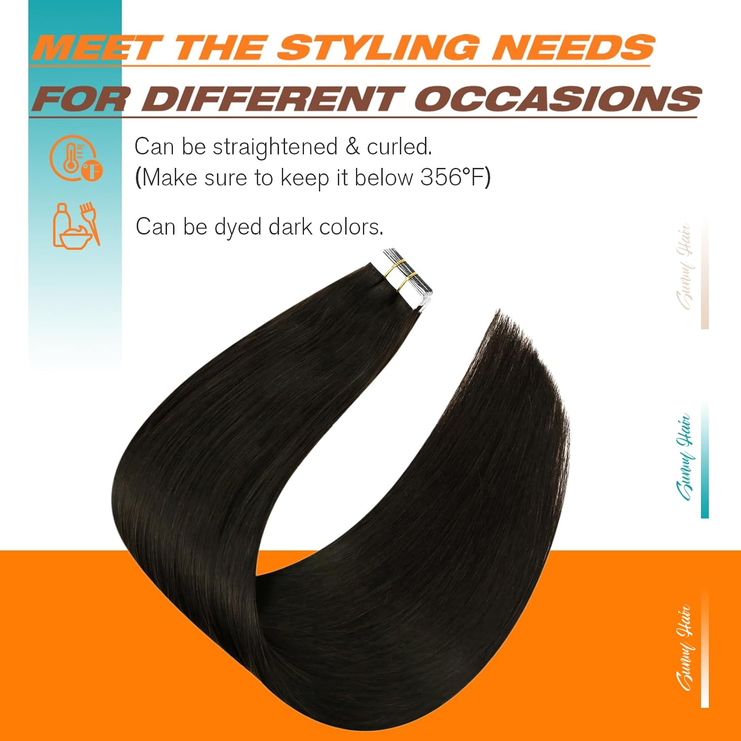Sunny Hair Tape in Hair Extensions Darkest Brown,Skin Wefts - Image 5