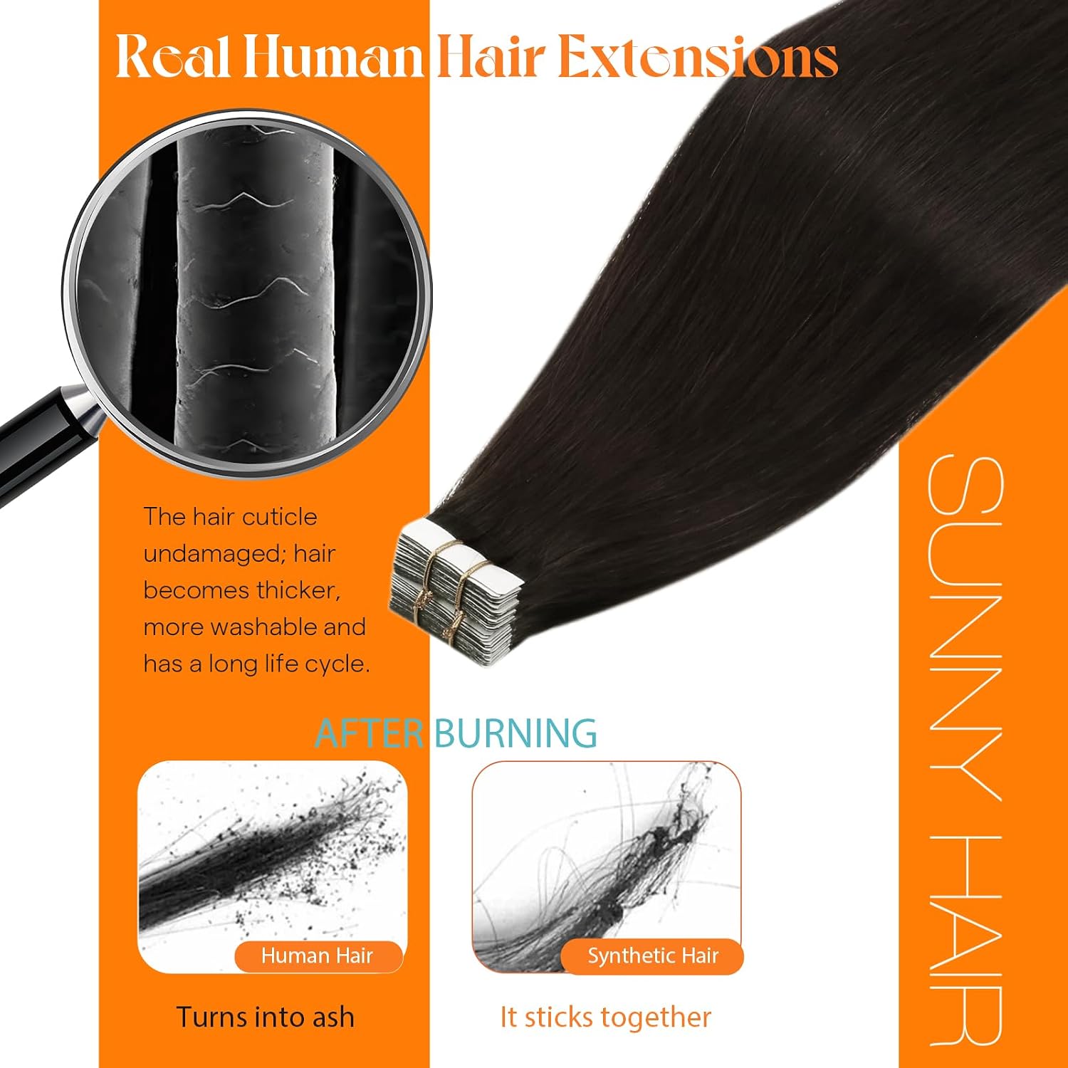 Sunny Hair Tape in Hair Extensions Darkest Brown,Skin Wefts - Image 7