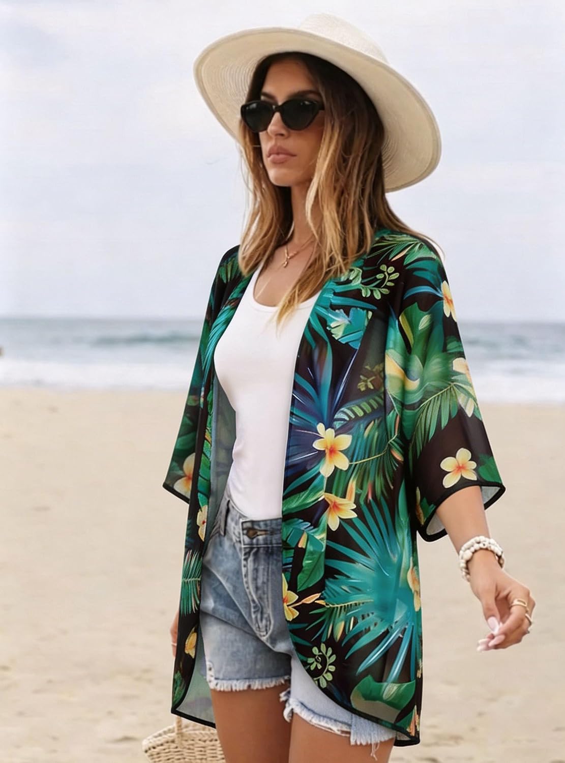 CHICGAL Womens Floral Kimono Cardigan