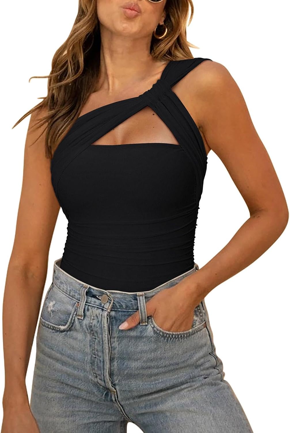 REORIA Womens Sexy One Shoulder