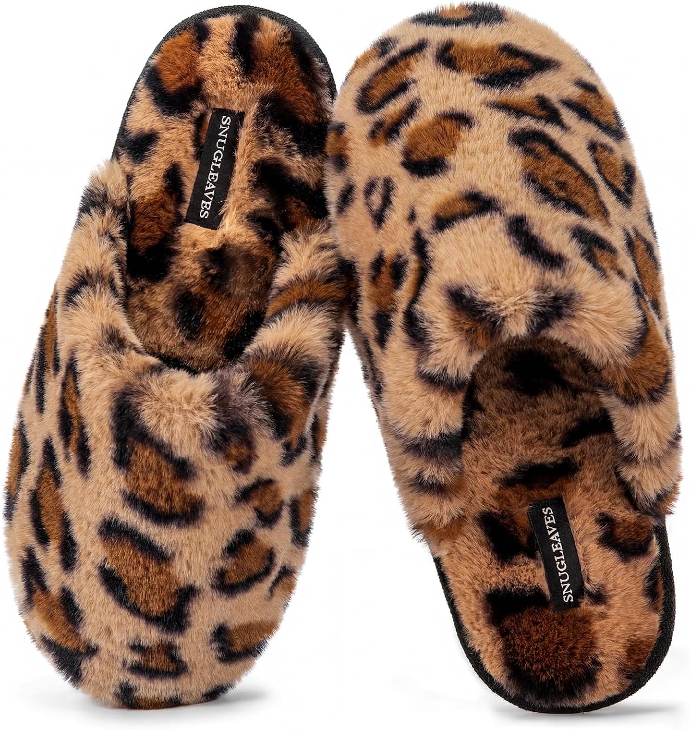 Snug Leaves Women's Fuzzy Scuff Slippers Memory Foam Non-slip House Shoes