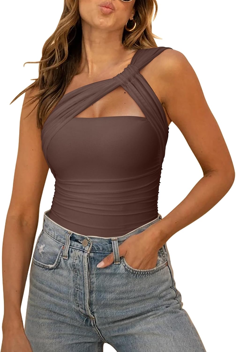 REORIA Womens Sexy One Shoulder