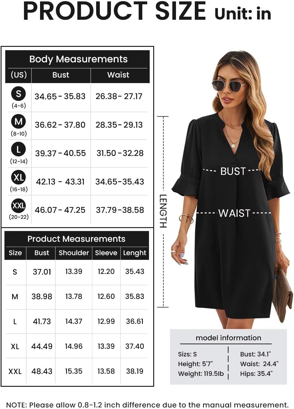 Wkior Womens Summer Ruffle Short Sleeve V Neck Shift Dress - Image 5