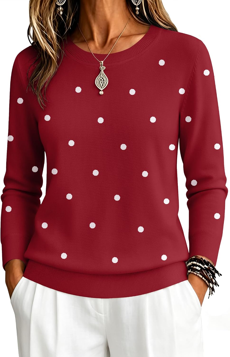 Zeagoo Womens Sweaters Long Sleeve Tops Classic Fall Clothes Crewneck Tops