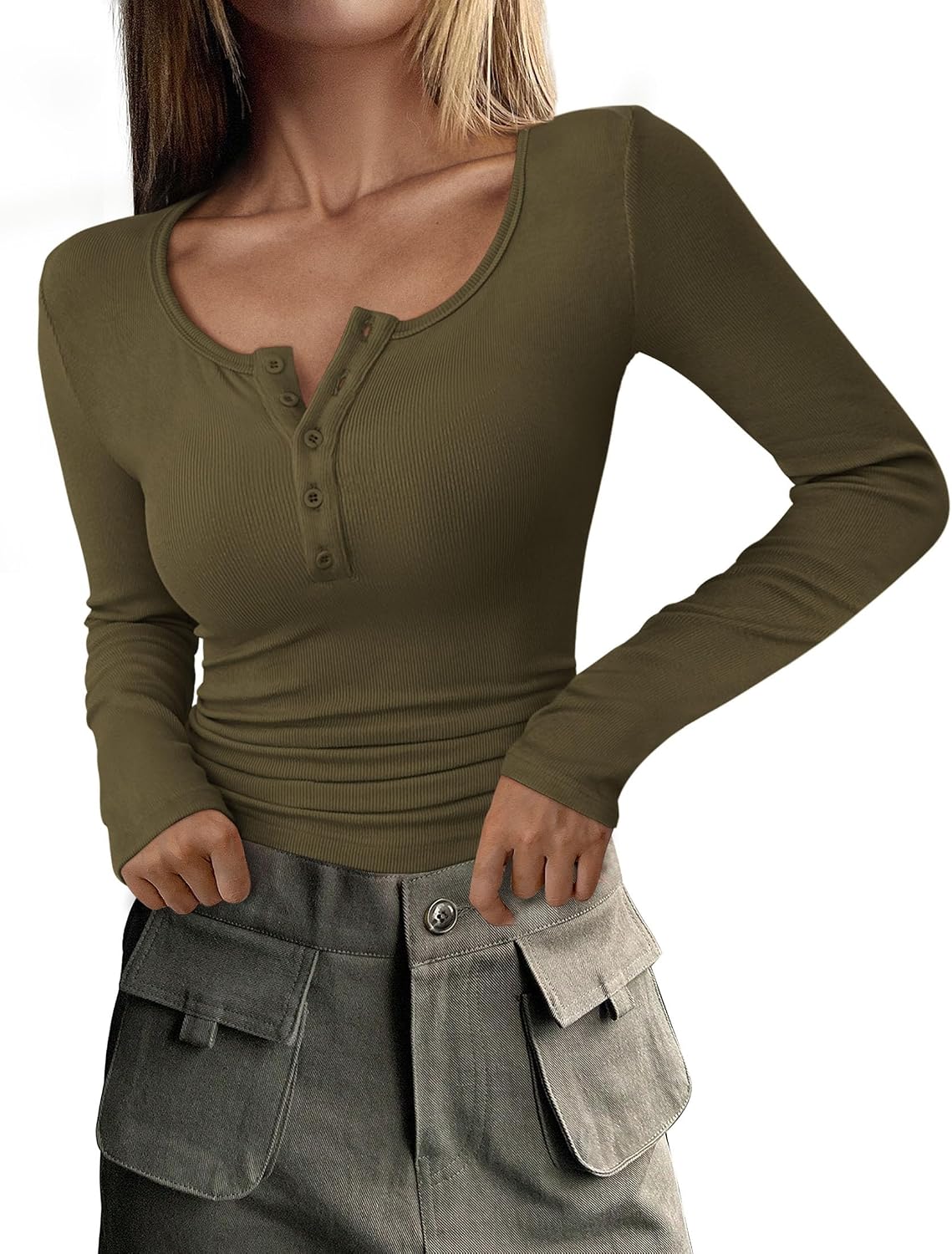 PRETTYGARDEN Women's Fall Long Sleeve Henley T Shirts