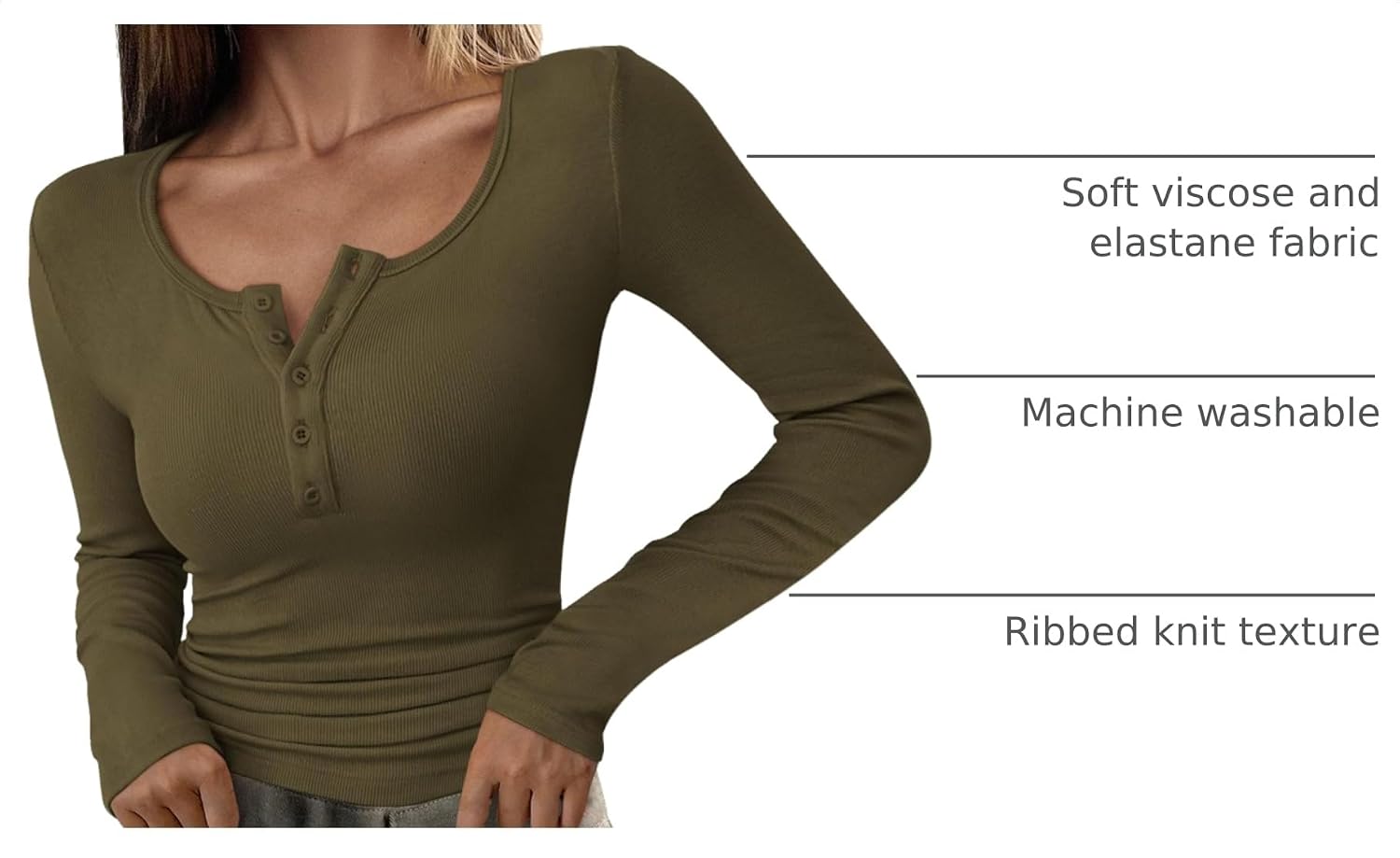PRETTYGARDEN Women's Fall Long Sleeve Henley T Shirts - Image 4