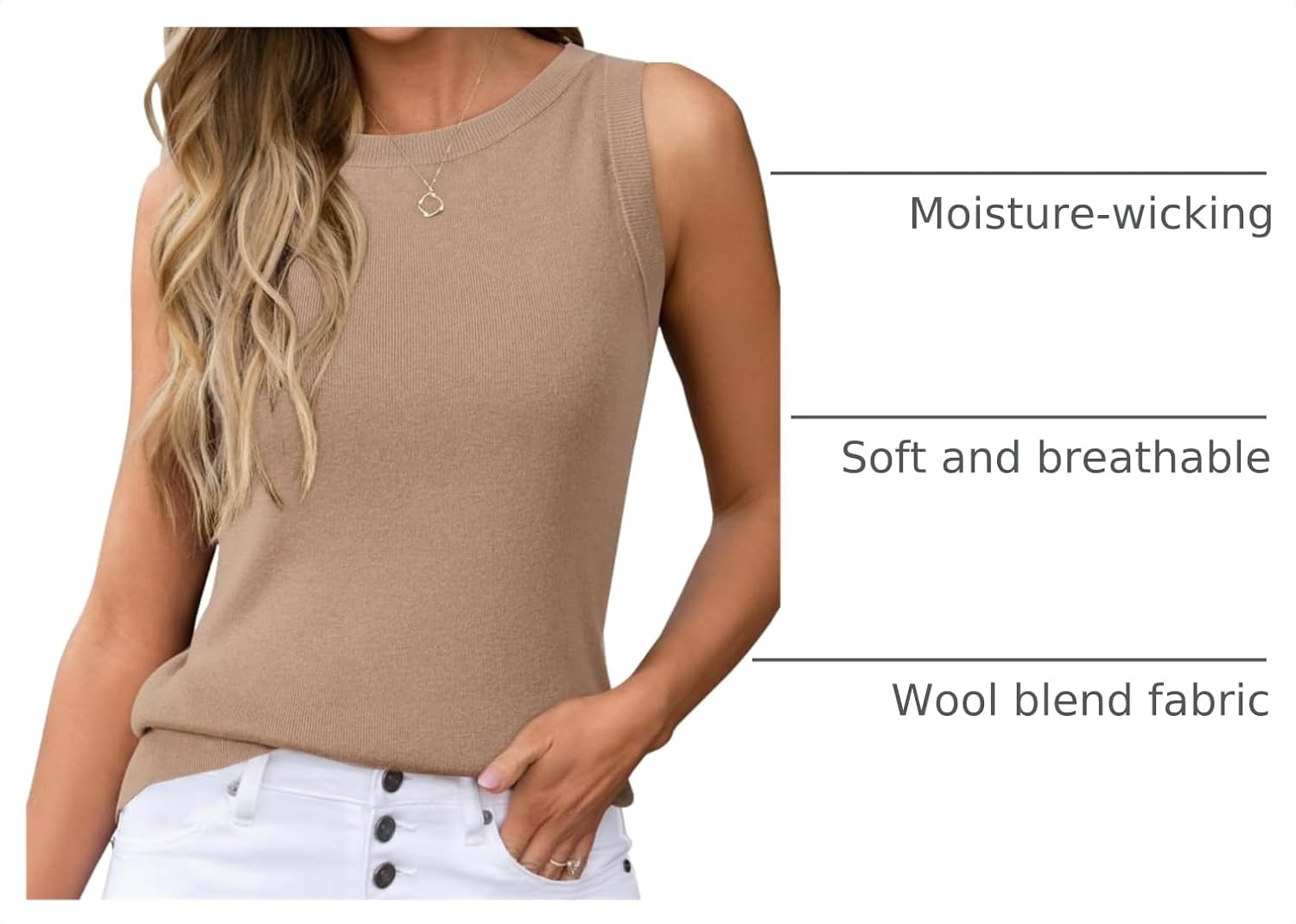 Arach&Cloz Women's Wool Blend Sleeveless