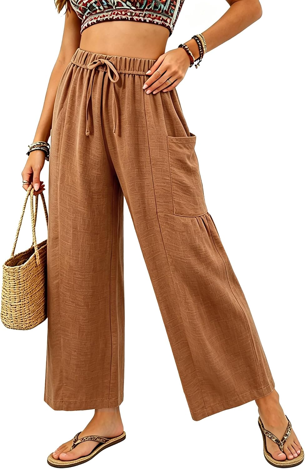 Womens Cropped Casual Pants Wide