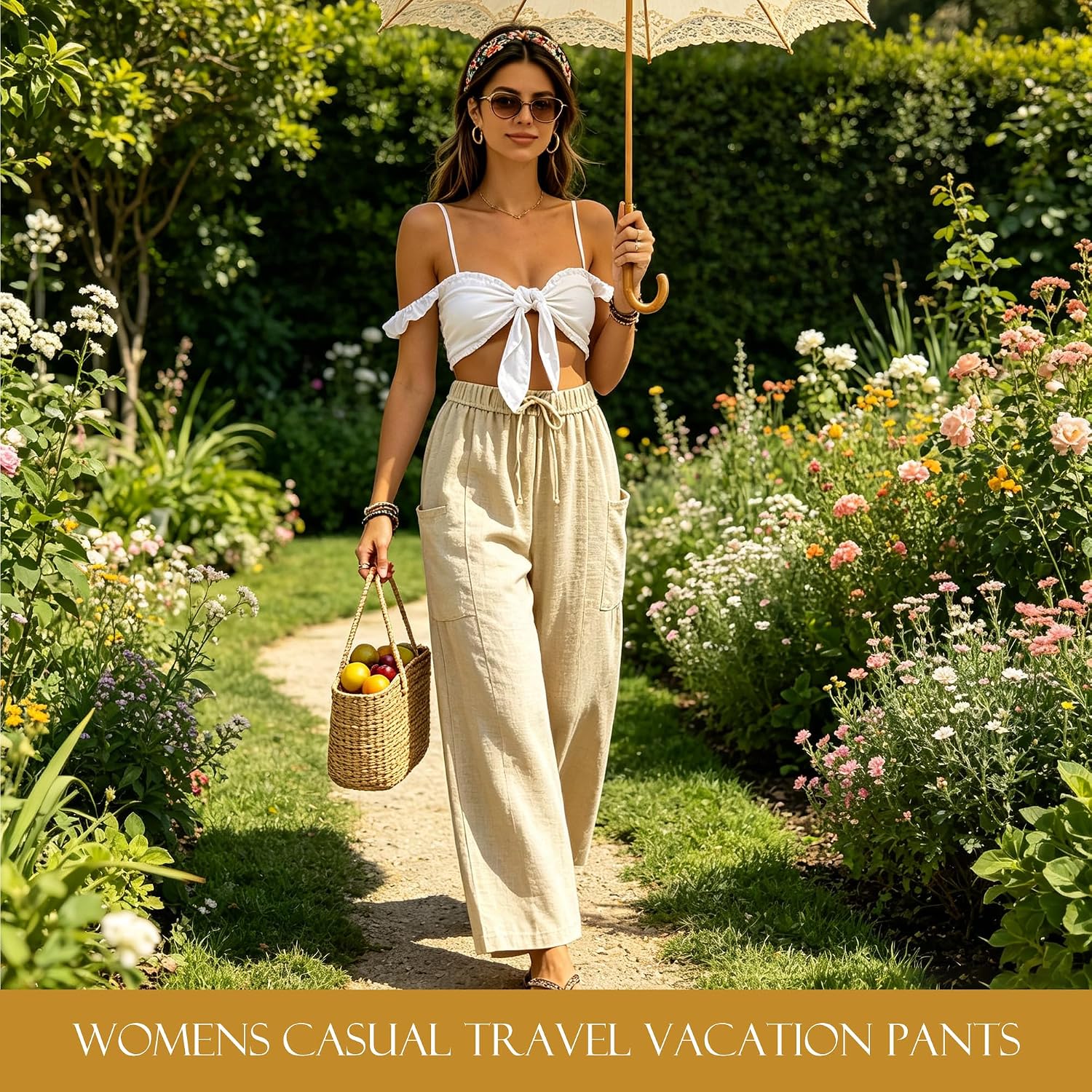 Womens Cropped Casual Pants Wide