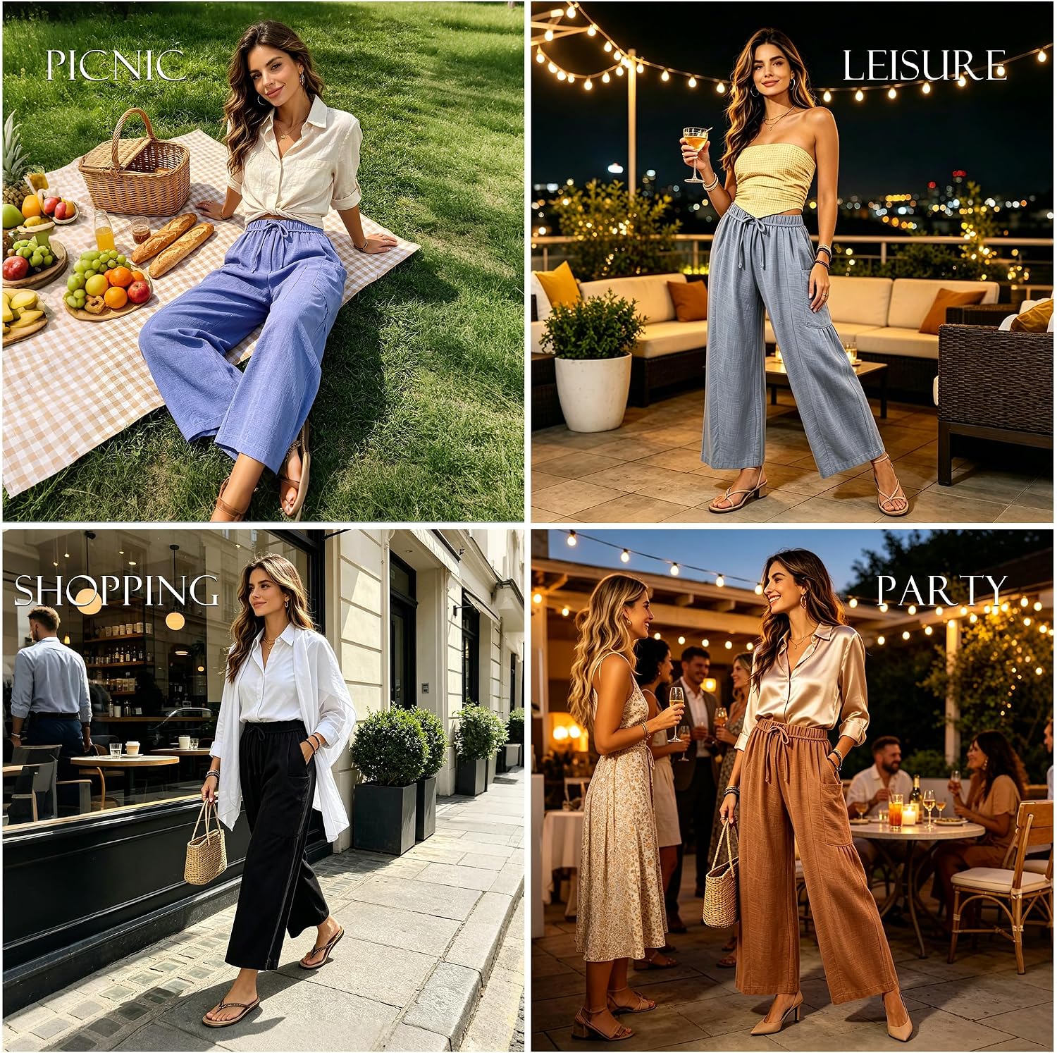 Womens Cropped Casual Pants Wide