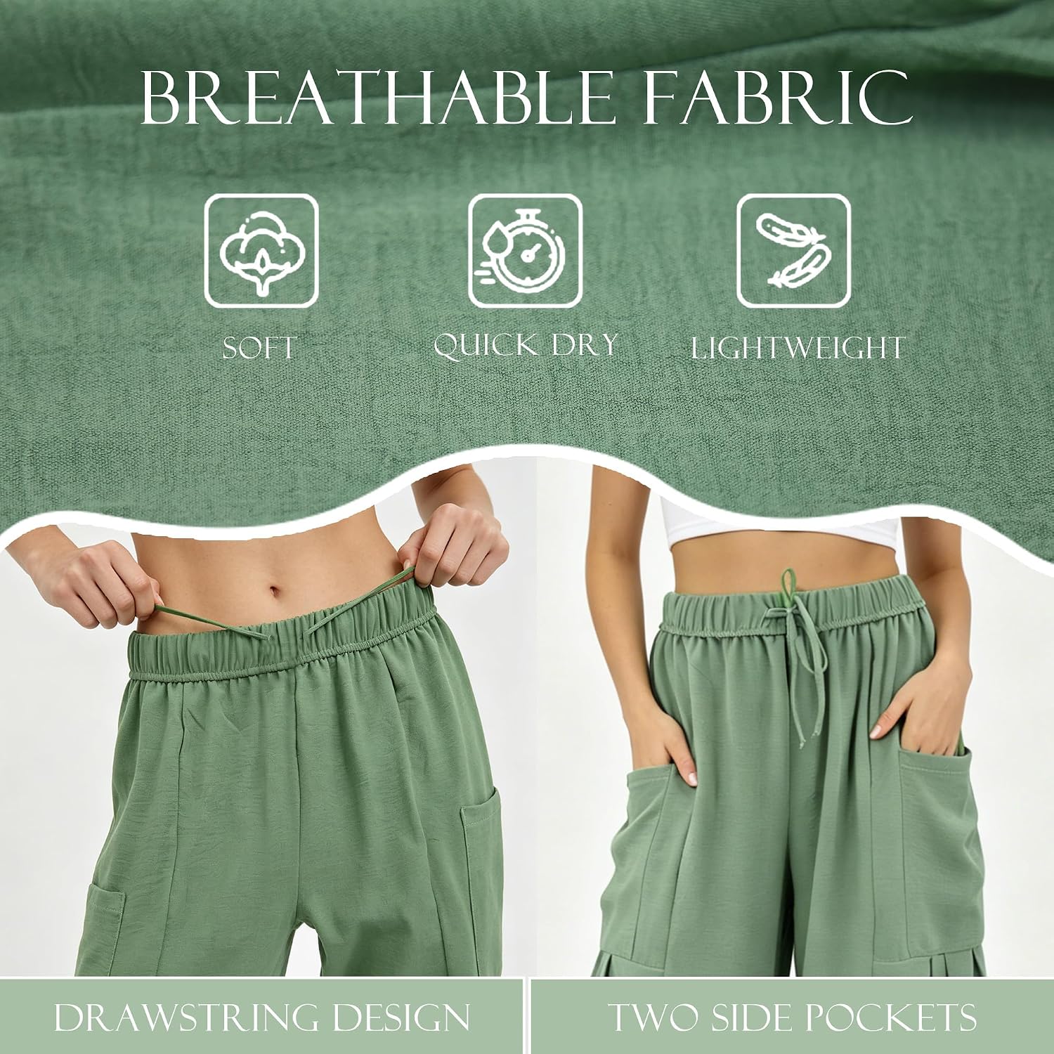 Womens Cropped Casual Pants Wide