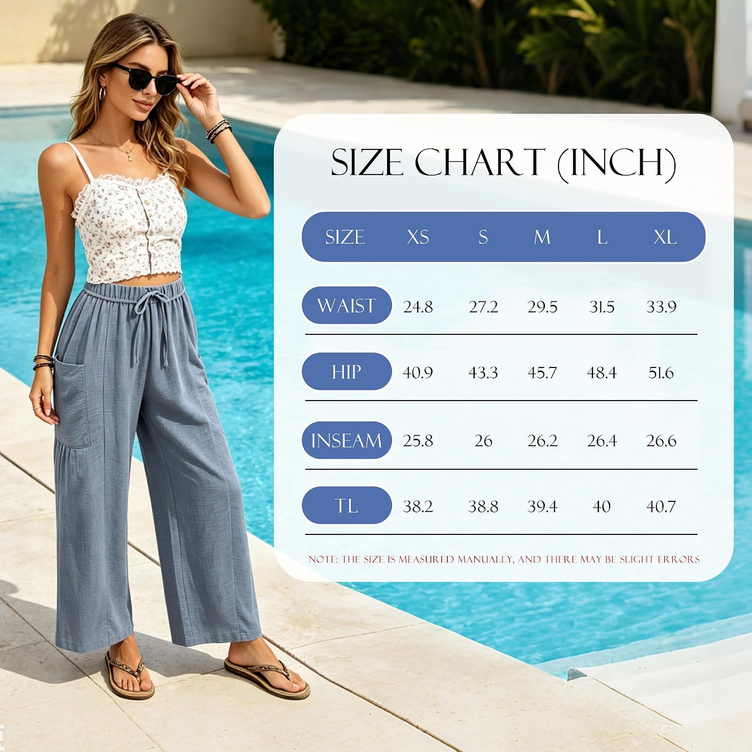 Womens Cropped Casual Pants Wide