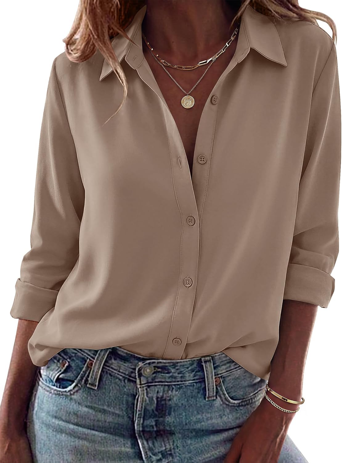 Zeagoo Blouses for Women Dressy Casual Long Sleeve Button Down Shirts Tops
