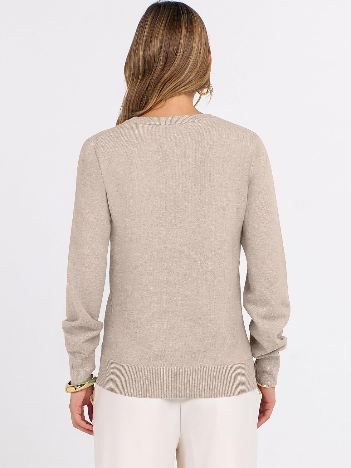 ANRABESS Women’s Fall Long Sleeve V Neck Lightweight Sweaters Top - Image 3