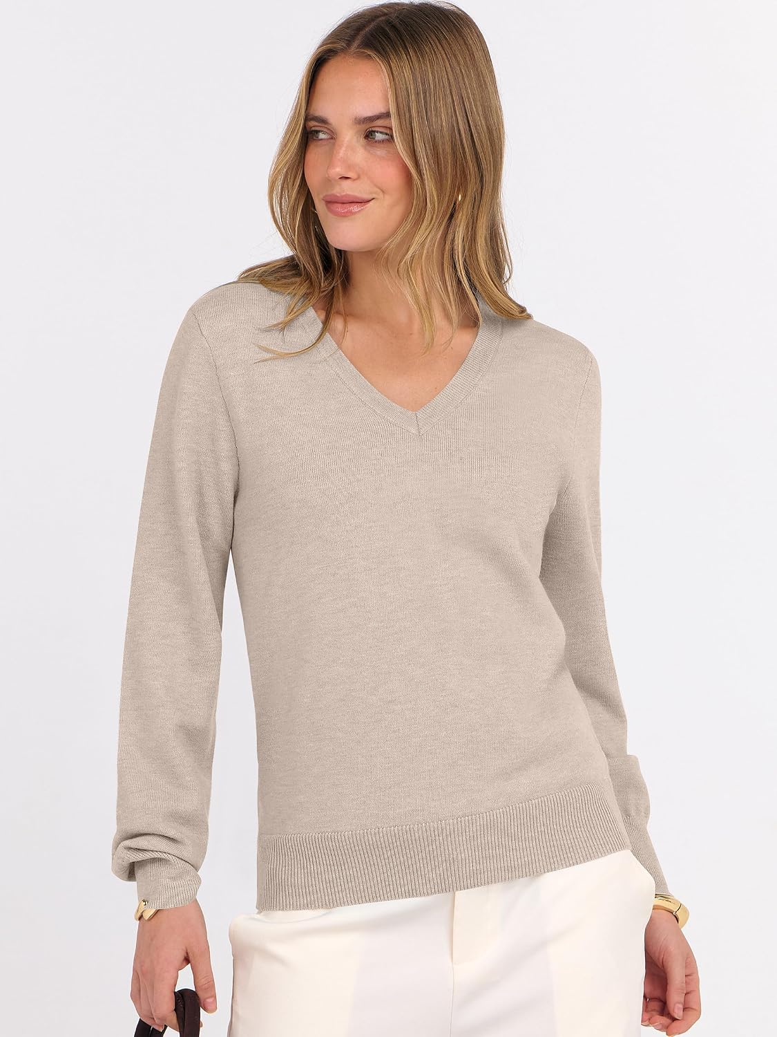 ANRABESS Women’s Fall Long Sleeve V Neck Lightweight Sweaters Top - Image 4