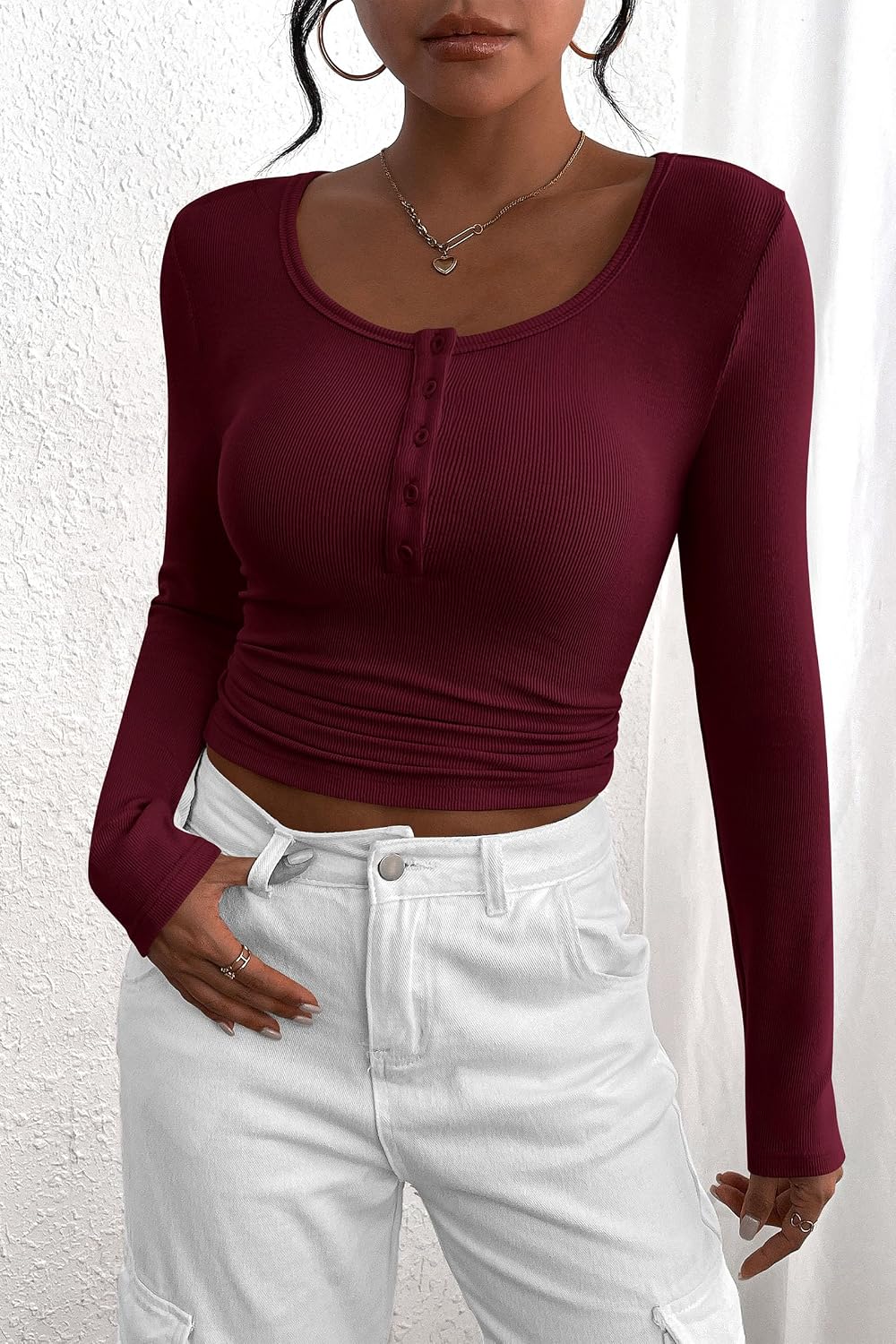 PRETTYGARDEN Women's Fall Long Sleeve Henley T Shirts - Image 3