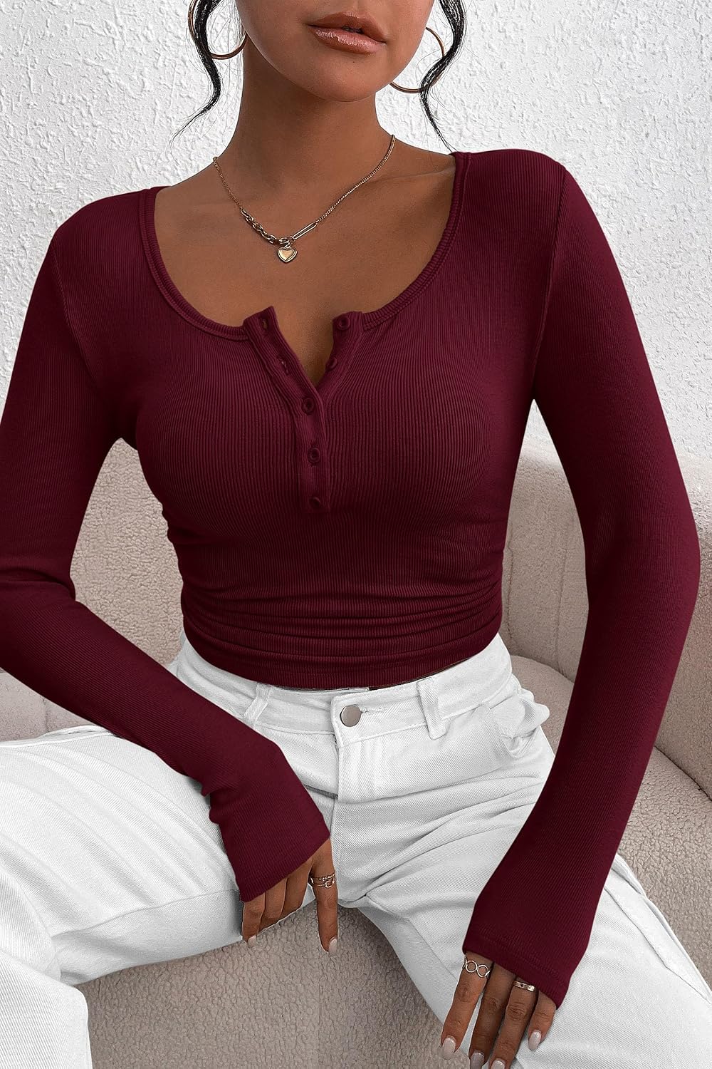 PRETTYGARDEN Women's Fall Long Sleeve Henley T Shirts - Image 8