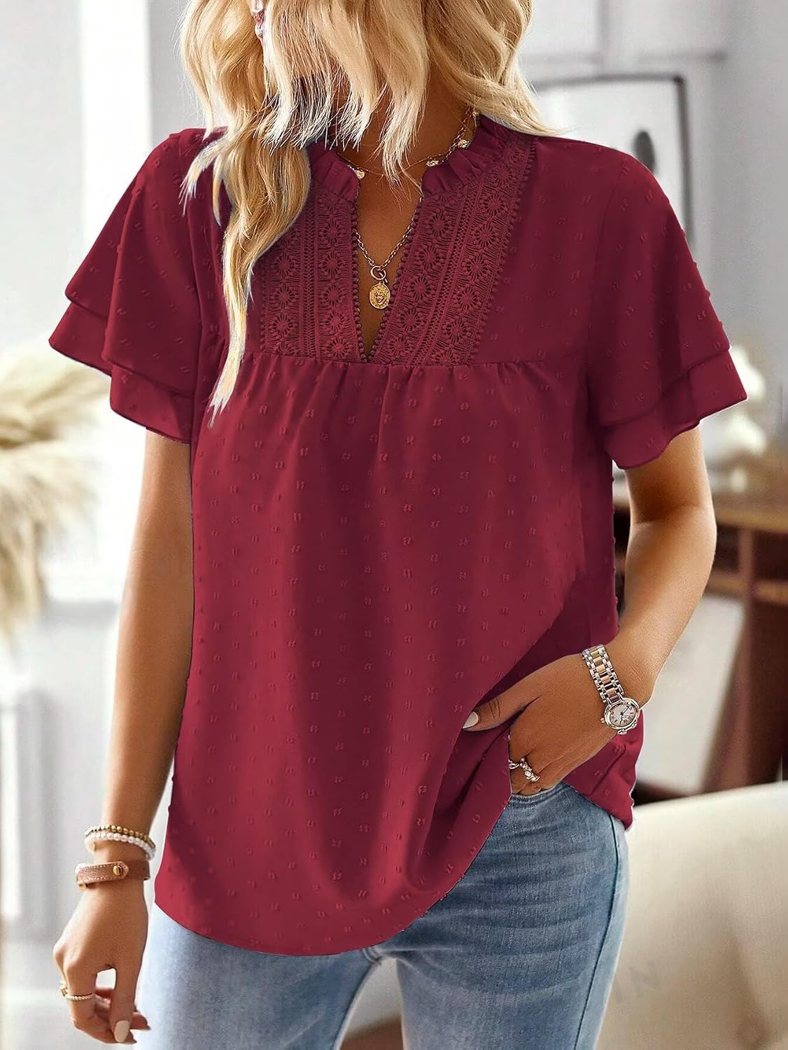 Falechay Womens Tops Boho Flowy