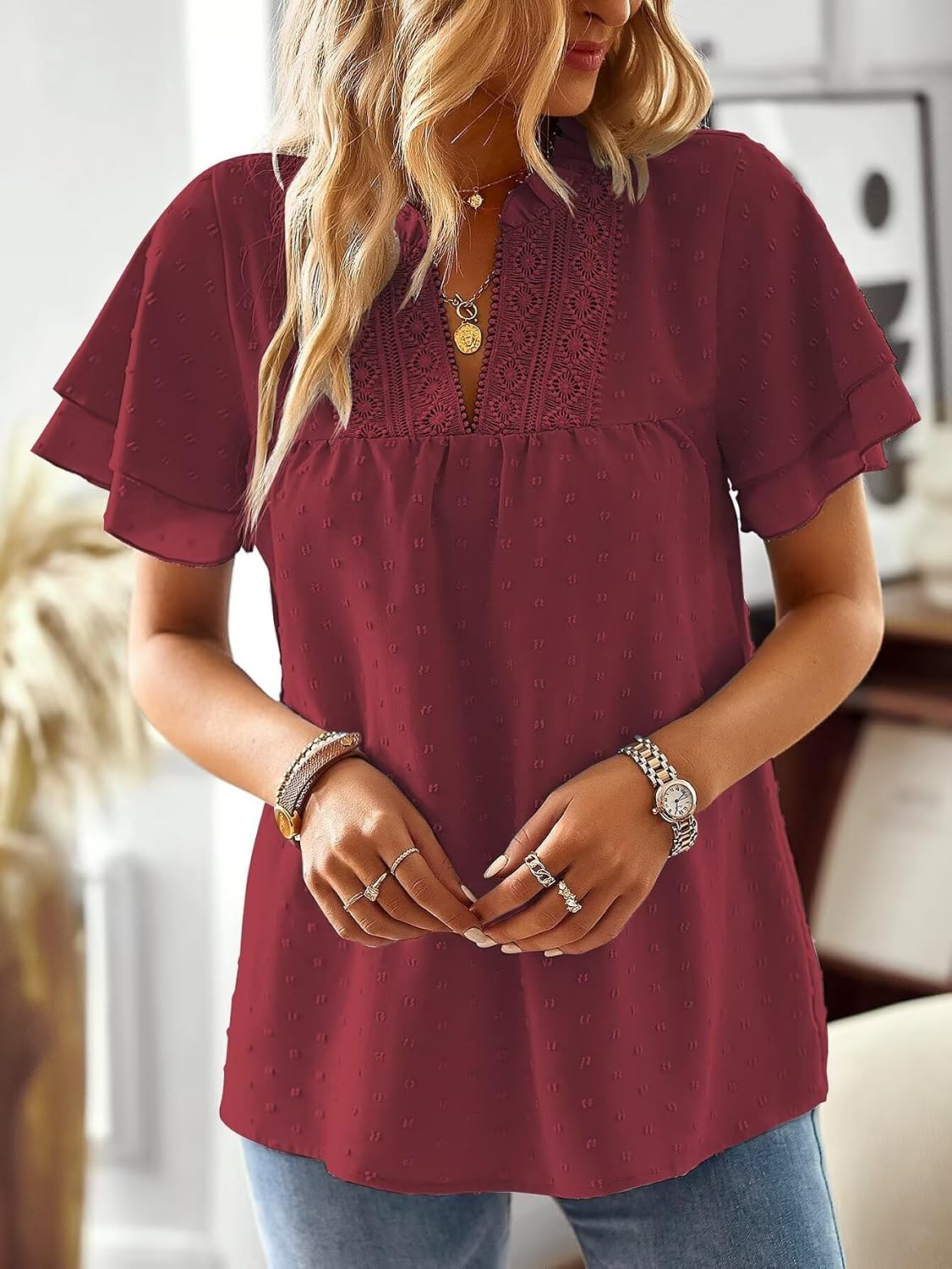 Falechay Womens Tops Boho Flowy