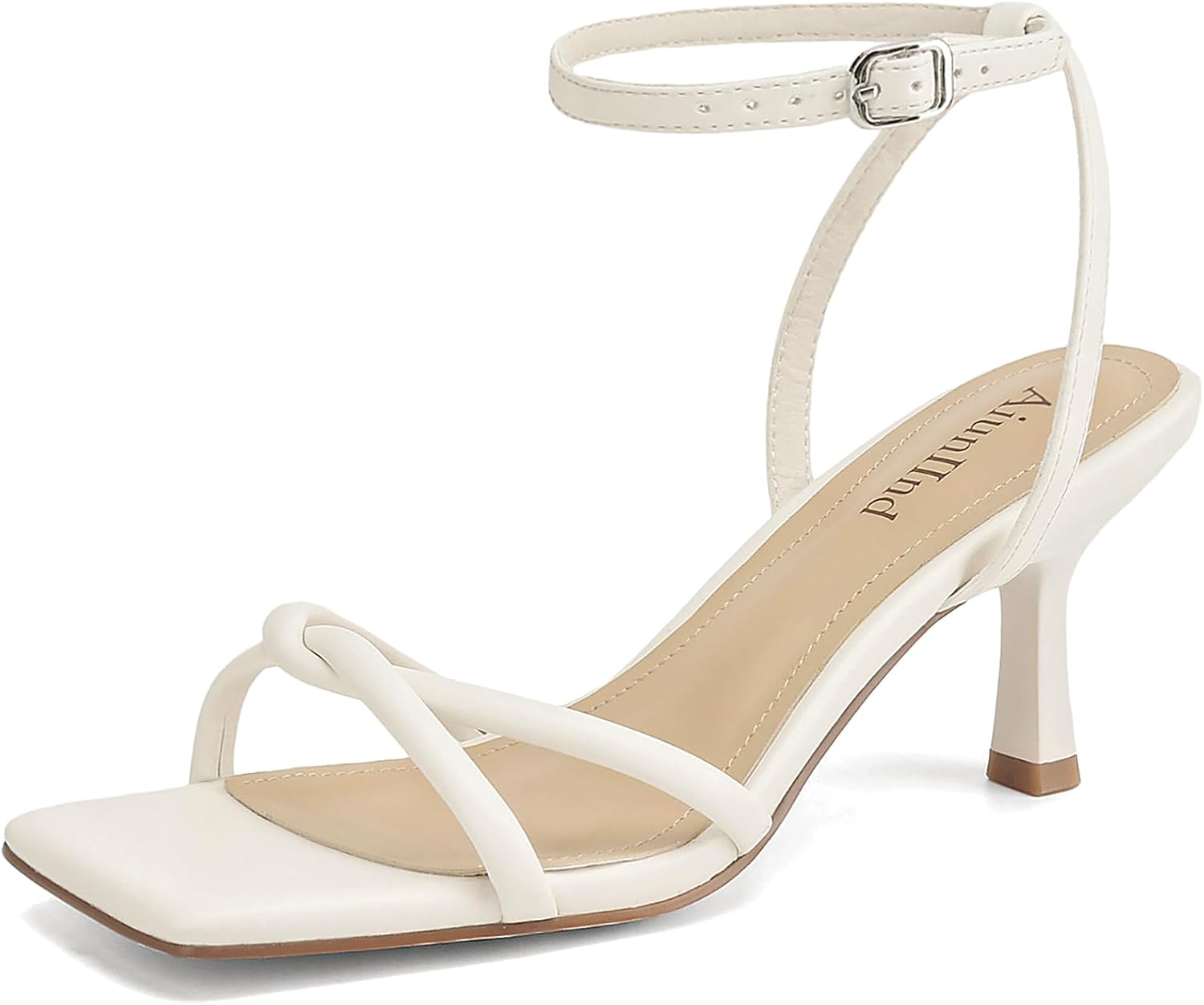 AIUNIIND Women's Kitten Low Heel Sandals, Strappy Square Open Toe 2.5 inch