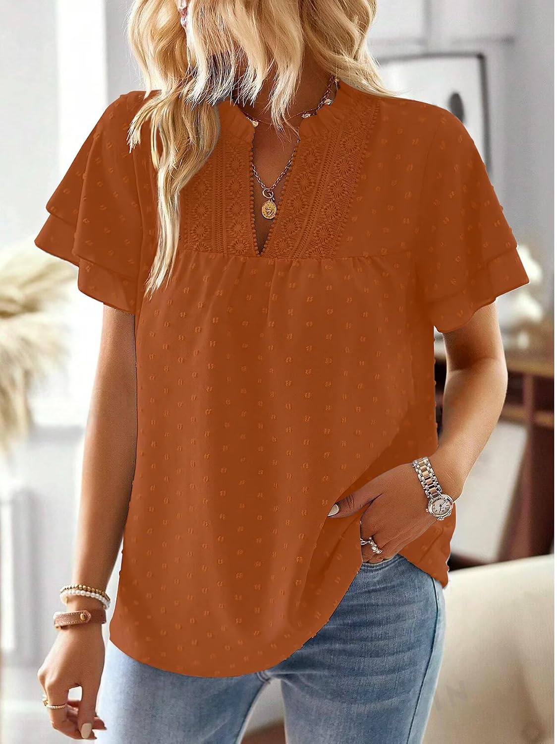 Falechay Womens Tops Boho Flowy