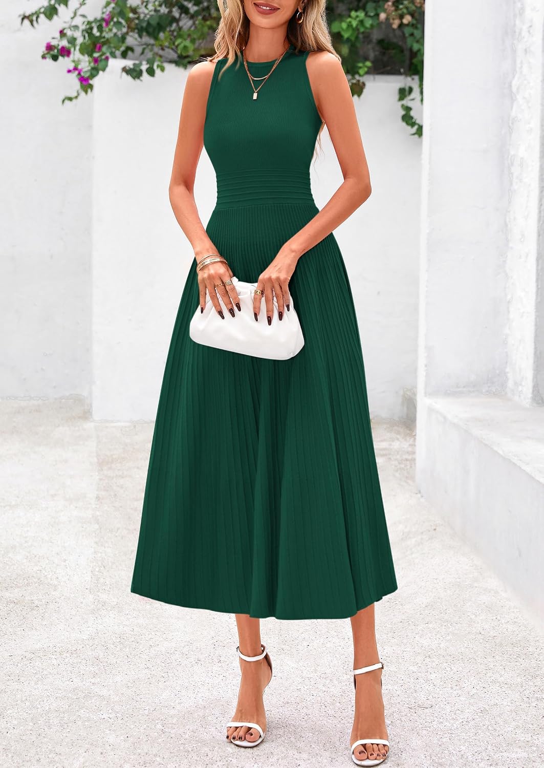 PRETTYGARDEN Women's Summer Pleated Midi Work Dress - Image 3
