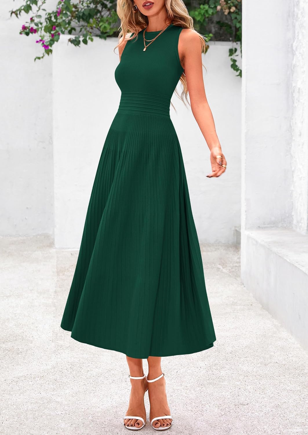 PRETTYGARDEN Women's Summer Pleated Midi Work Dress - Image 4